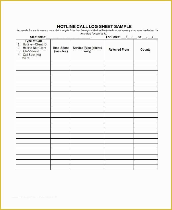 Free Printable Call Log Template Of Call Log Sheet Template 11 Free Word Pdf Excel
