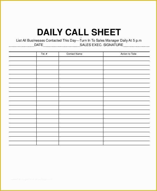 Free Printable Call Log Template Of Call Log Sheet Template 11 Free Word Pdf Excel