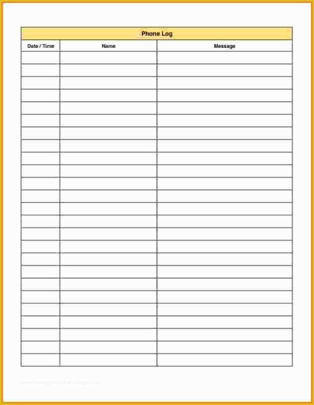 Free Printable Call Log Template Of Doc Phone Log Template – Call Log Template 4 Free