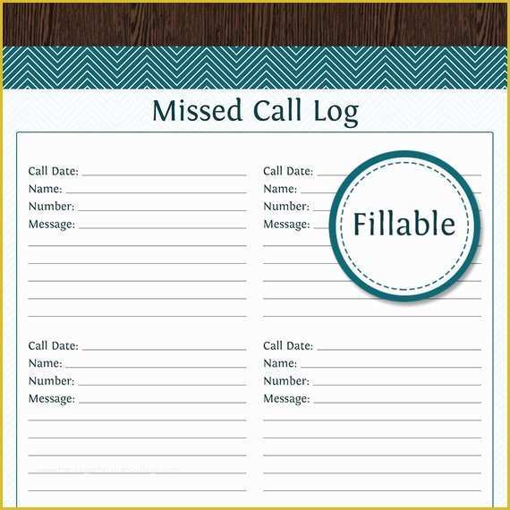 Free Printable Call Log Template Of Missed Call Log Fillable Pdf Printable Household organizer