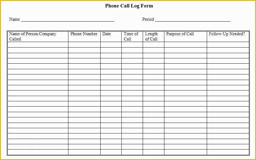 Free Printable Call Log Template Of Phone Call Log form Free Download Doc format Template 5