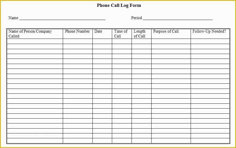Free Printable Call Log Template Of Phone Call Log form Free Download Doc format Template 5