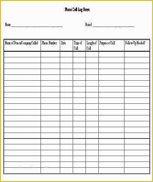 Free Printable Call Log Template Of Phone Call Log Template