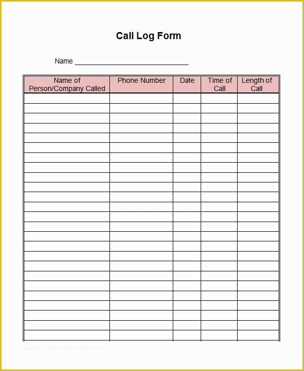 Free Printable Call Log Template Of Phone Log Template 8 Free Word Pdf Documents Download