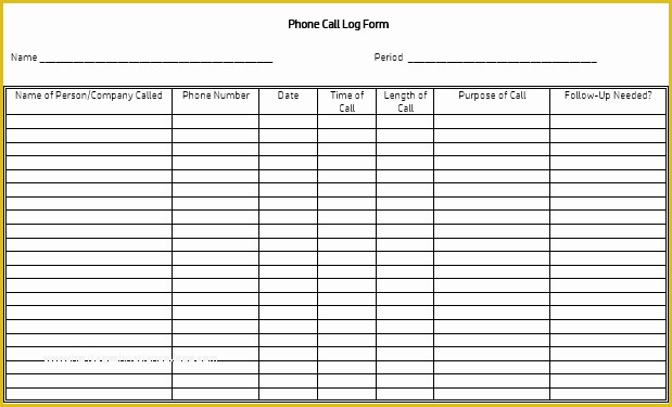 Free Printable Call Log Template Of Printable Call Log Templates