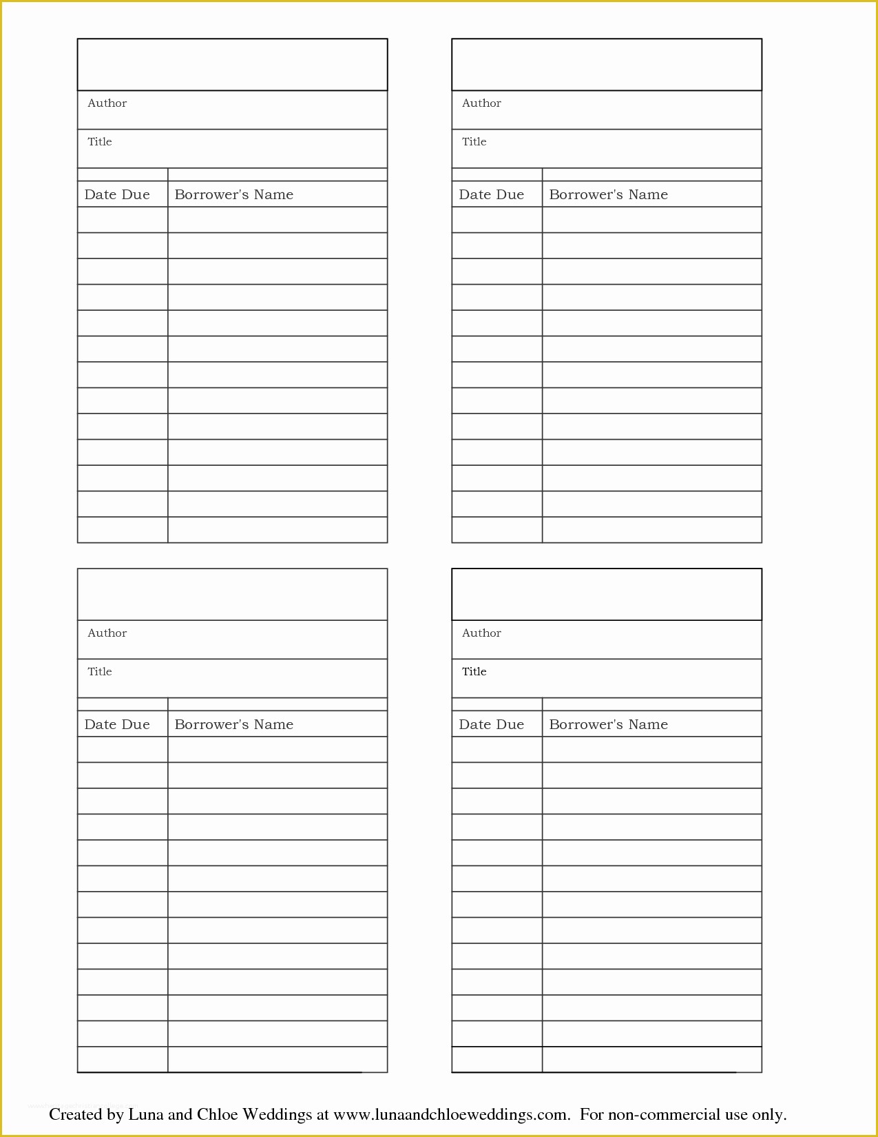 Free Printable Card Templates Of 9 Best Of Library Book Cards Printable Printable