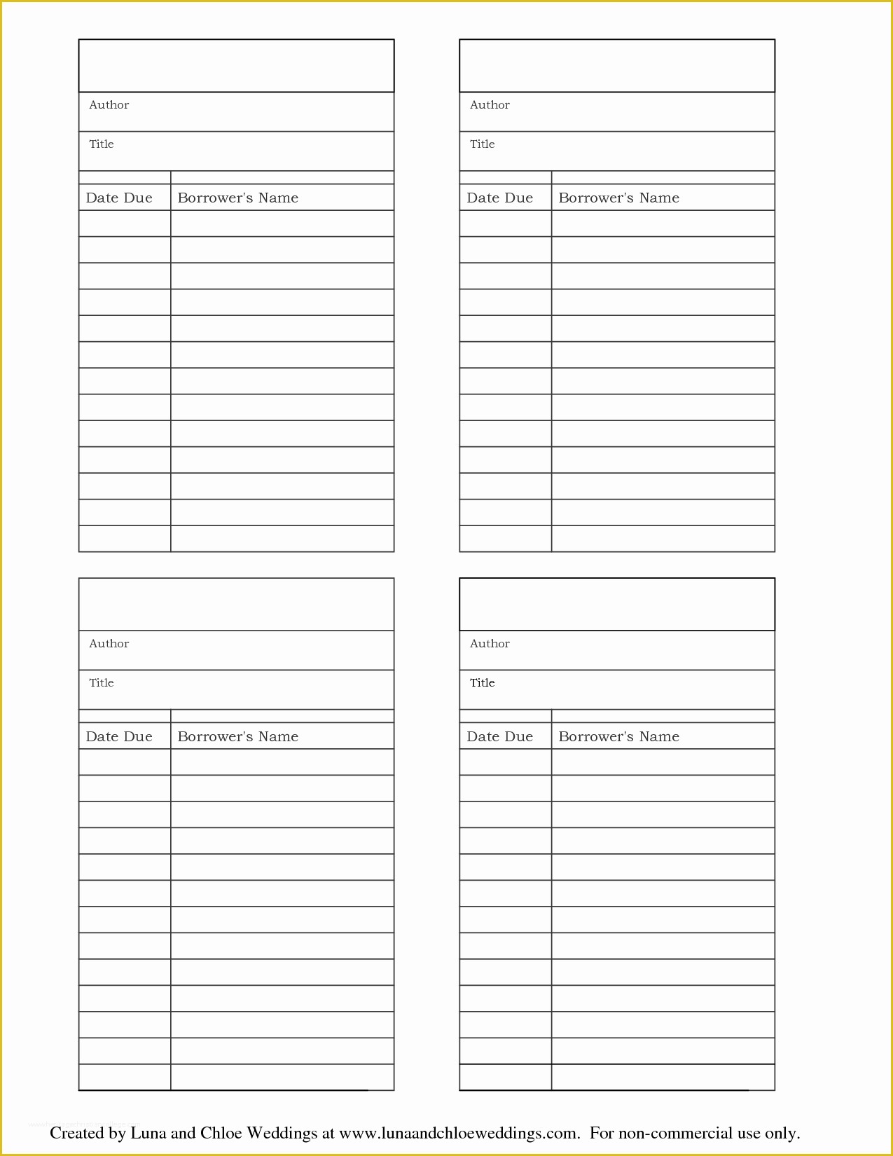 Free Printable Card Templates Of 9 Best Of Library Book Cards Printable