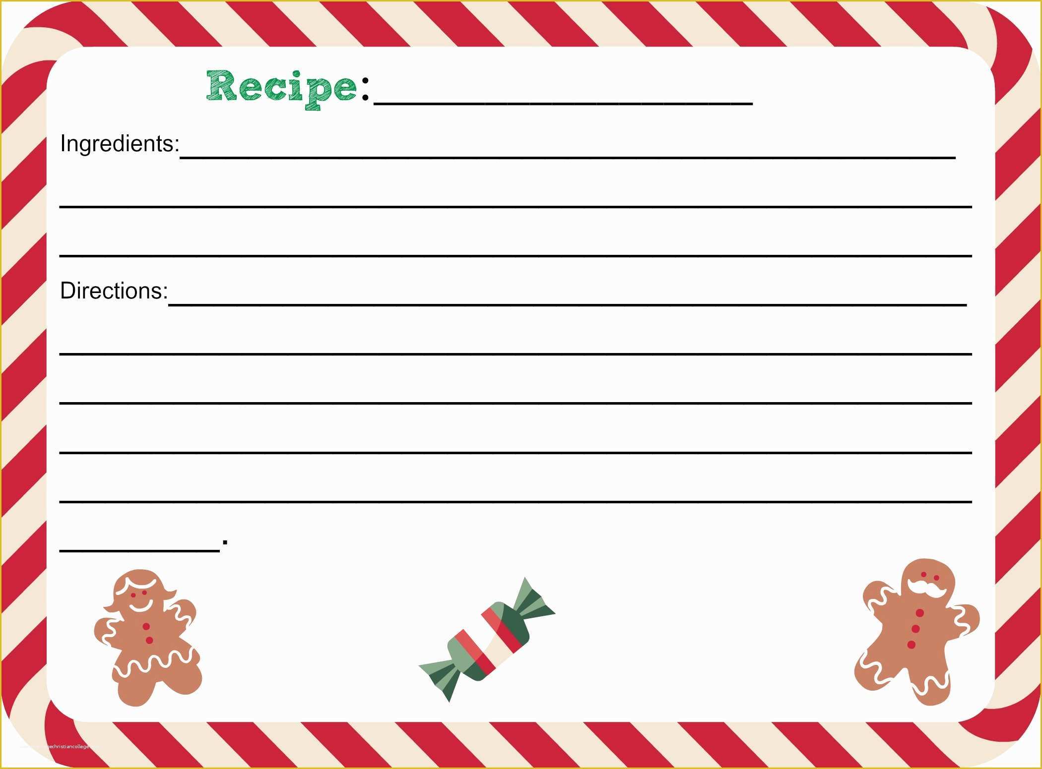 Free Printable Christmas Card Templates Of 8 Best Of Free Printable Cute Recipe Card Template