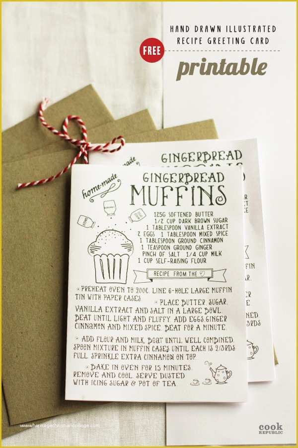 Free Printable Christmas Card Templates Of Free Printable Hand Drawn Illustrated Christmas Recipe