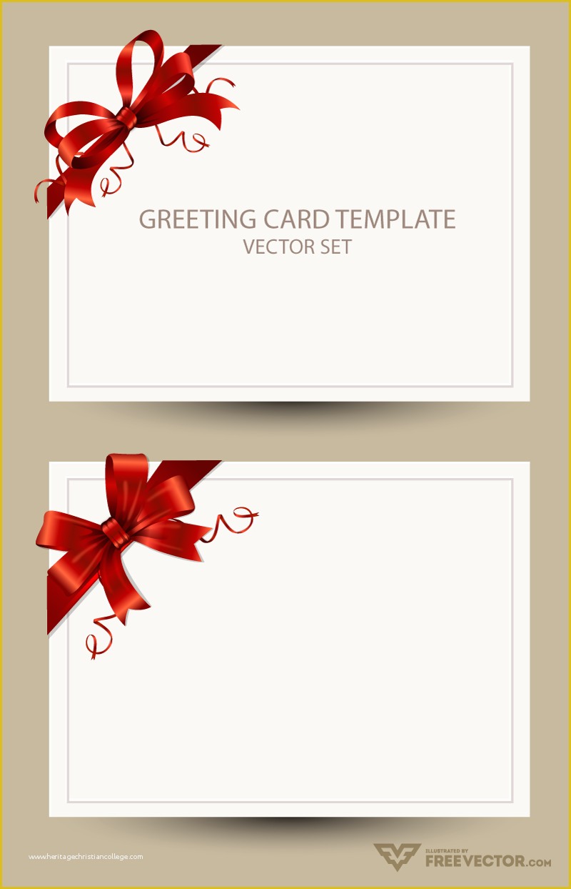 Free Printable Christmas Card Templates Of Freebie Greeting Card Templates with Red Bow – Ai Eps