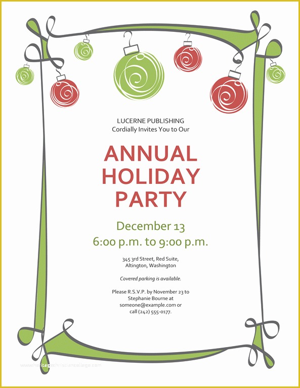 Free Printable Christmas Party Flyer Templates Of Holiday Party Invitation Template