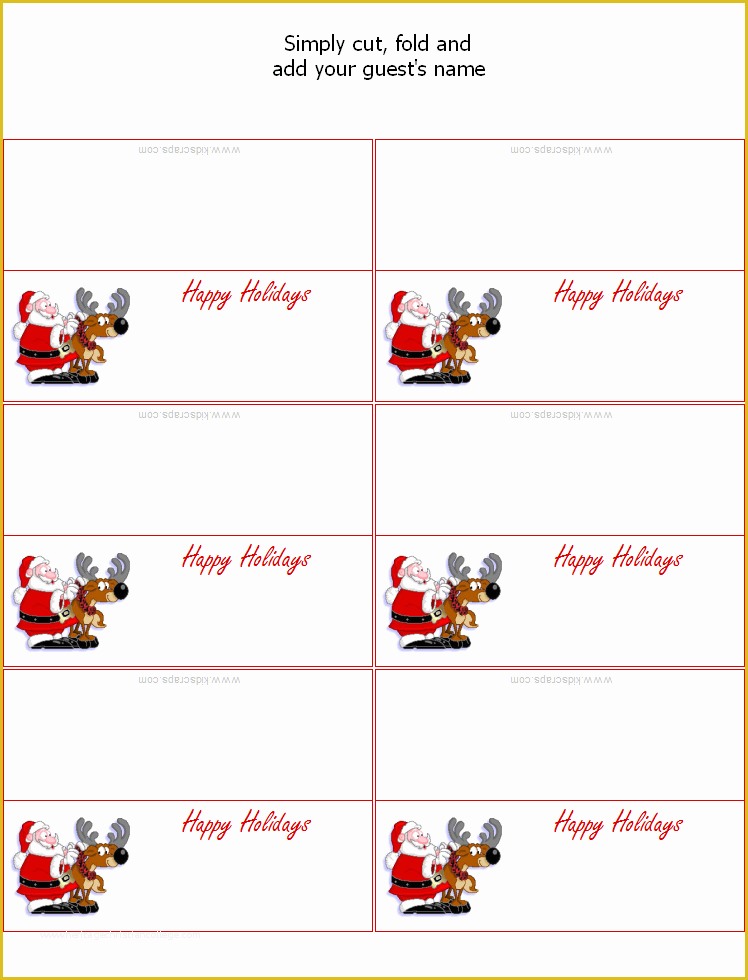 Free Printable Christmas Table Place Cards Template Of 7 Best Of Printable Placecards Templates Free