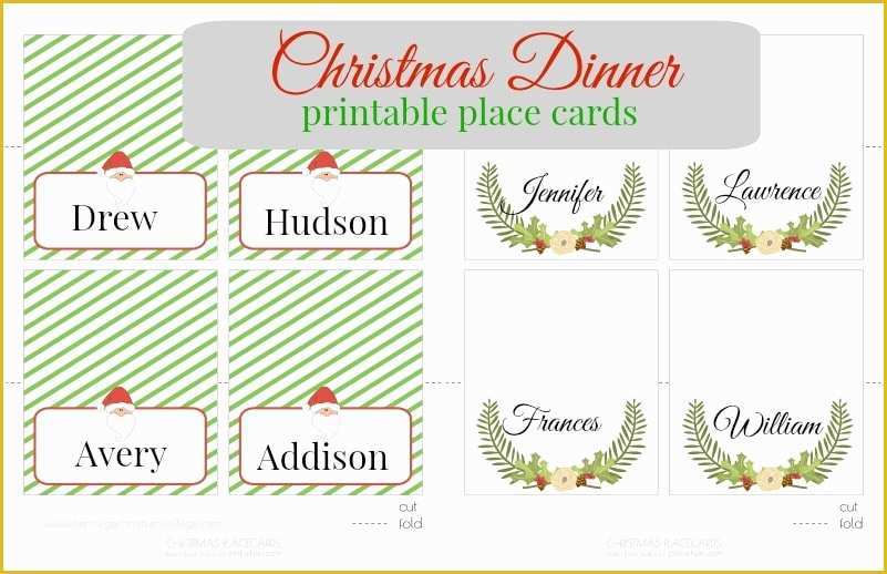 Free Printable Christmas Table Place Cards Template Of Christmas Printable Place Cards Pinkwhen