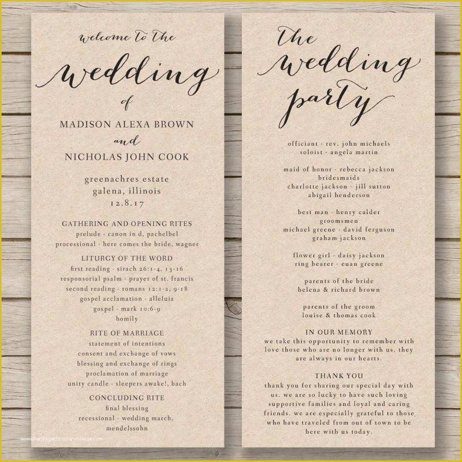 Free Printable Church Program Template Of 28 Of 2 Fold Wedding Program Template Free