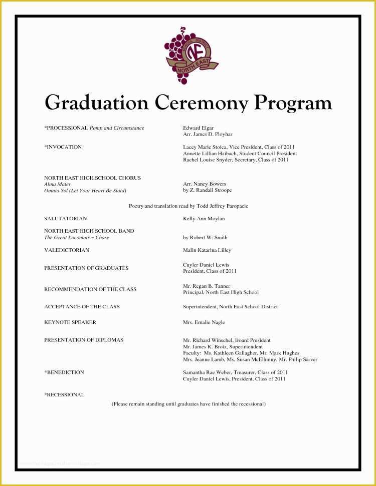 Free Printable Church Program Template Of Graduation Ceremony Program Template Invitation Template