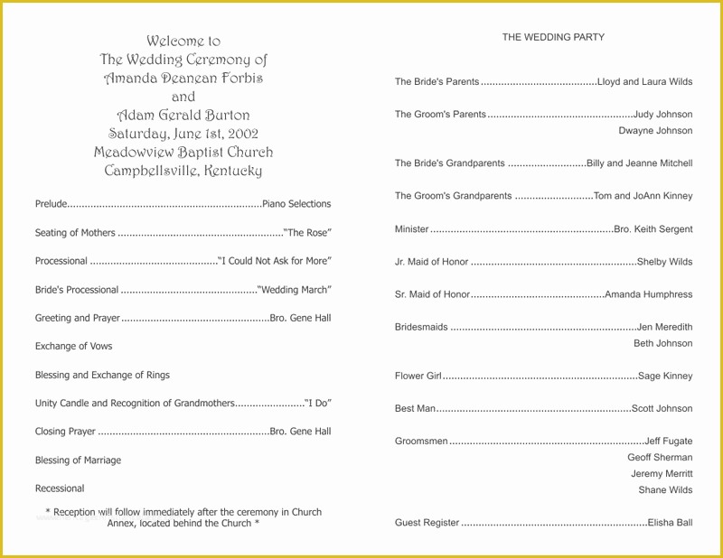 Free Printable Church Program Template Of Wedding Program Templates Wedding Programs Fast