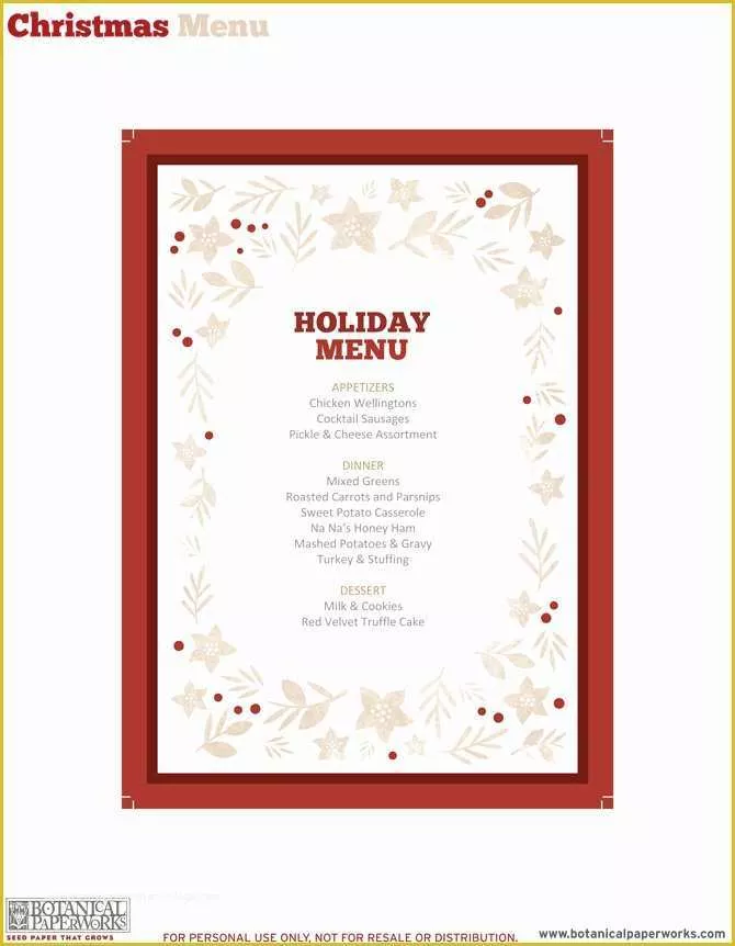 Free Printable Dinner Party Menu Template Of 5 Best Of Free Printable Christmas Dinner Menu