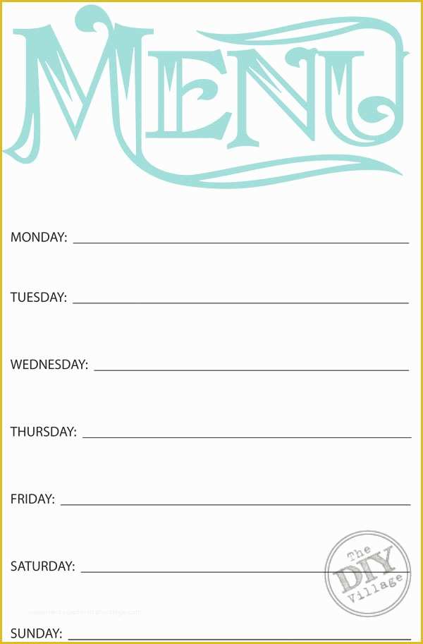 Printable Menu Templates