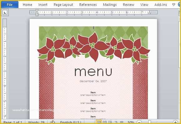 Free Printable Dinner Party Menu Template Of 6 Best Of Free Printable Christmas Menu Templates