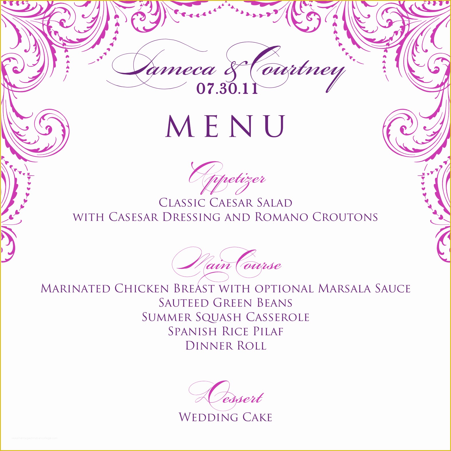 Free Printable Dinner Party Menu Template Of 8 Wedding Menu Template