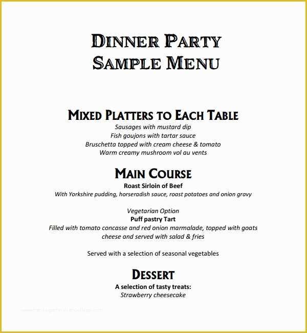 Free Printable Dinner Party Menu Template Of 9 event Menu Templates
