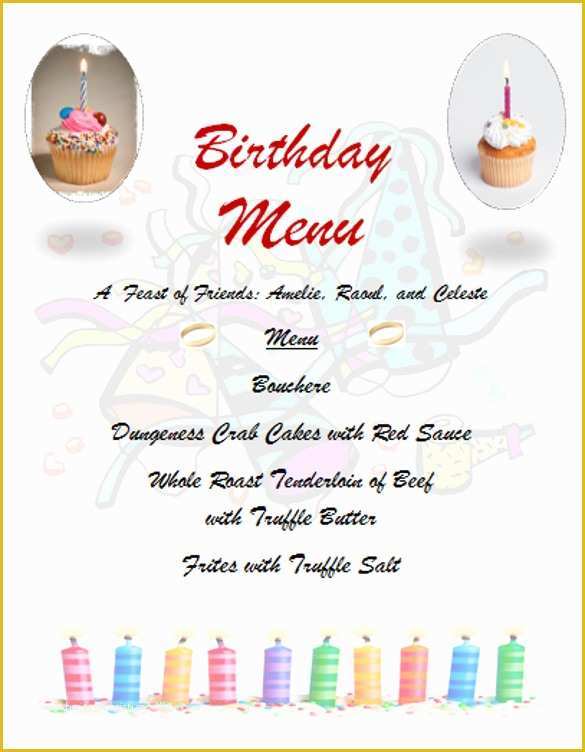 Free Printable Dinner Party Menu Template Of Birthday Menu Templates – 19 Free Psd Eps Indesign