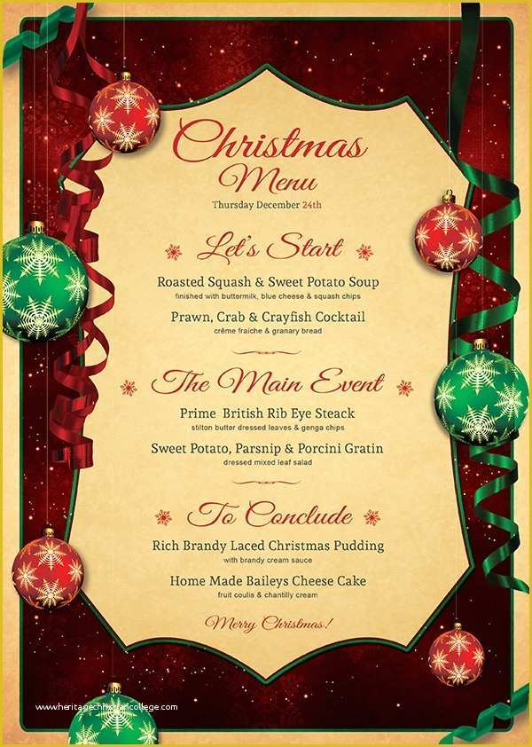 Free Printable Dinner Party Menu Template Of Christmas Dinner Menu Template Invitation Template