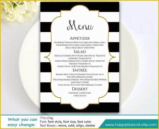 Free Printable Dinner Party Menu Template Of Diy Printable Wedding Menu Template Instant Download