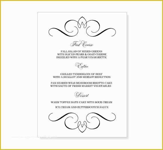 Free Printable Dinner Party Menu Template Of Elegant Dinner Menu Template