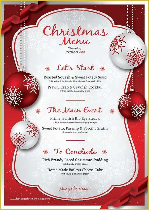 Free Printable Dinner Party Menu Template Of Free Christmas Menu Templates Invitation Template