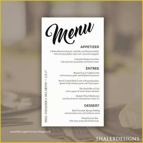 Free Printable Dinner Party Menu Template Of Wedding Menu Template Printable Dinner Menu Shop Psd