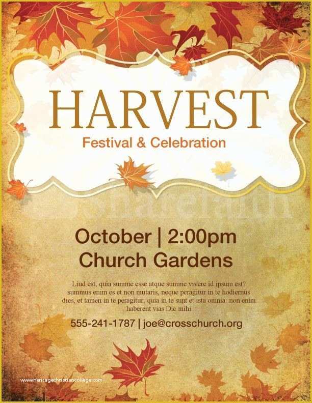 Free Printable Fall Flyer Templates Of Church Harvest Festival Flyer Template