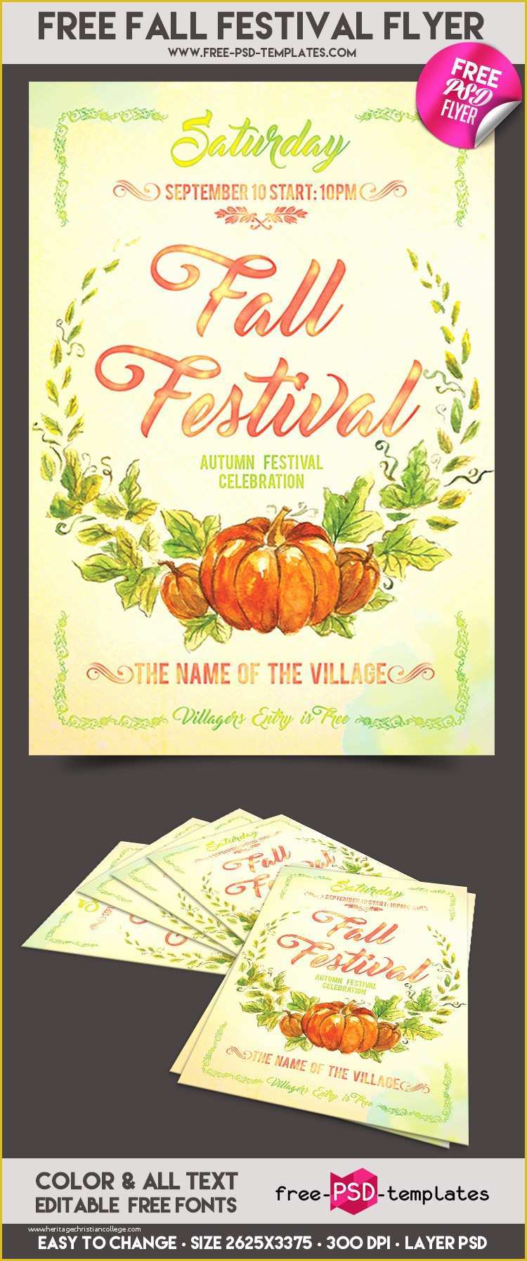 Free Printable Fall Flyer Templates Of Free Fall Festival Flyer In Psd