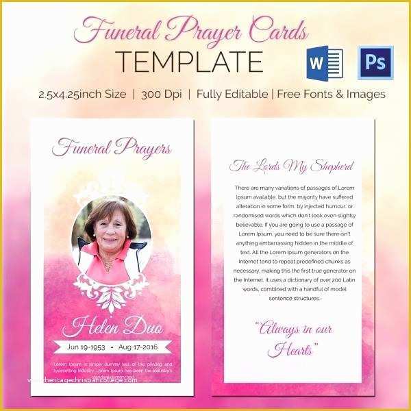 Free Printable Funeral Prayer Card Template Of Free Funeral Memorial Card Templates Awesome Pretty Mass