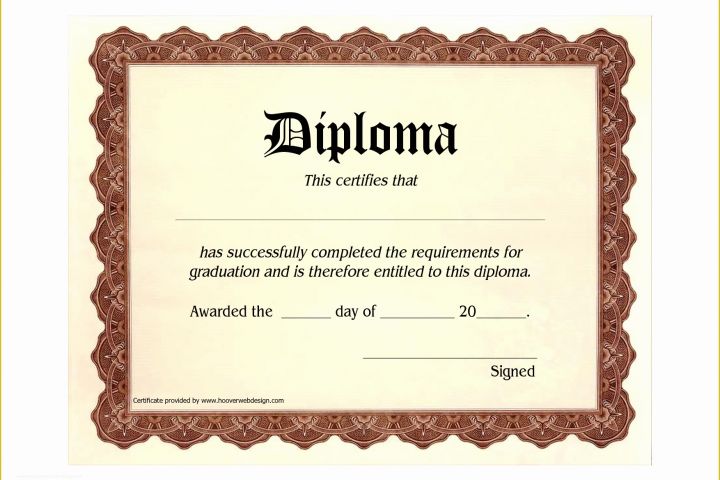 Free Printable High School Diploma Templates Of 10 Best Of Blank Graduation Certificate Blank