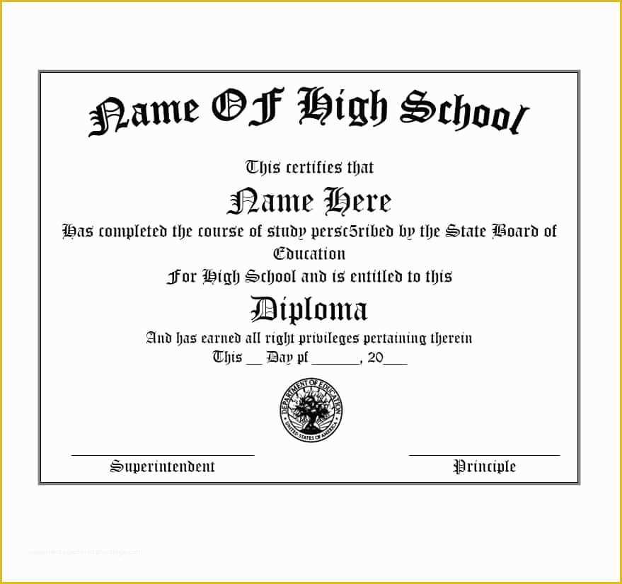 Free Printable High School Diploma Templates Of 30 Real & Fake Diploma Templates High School College