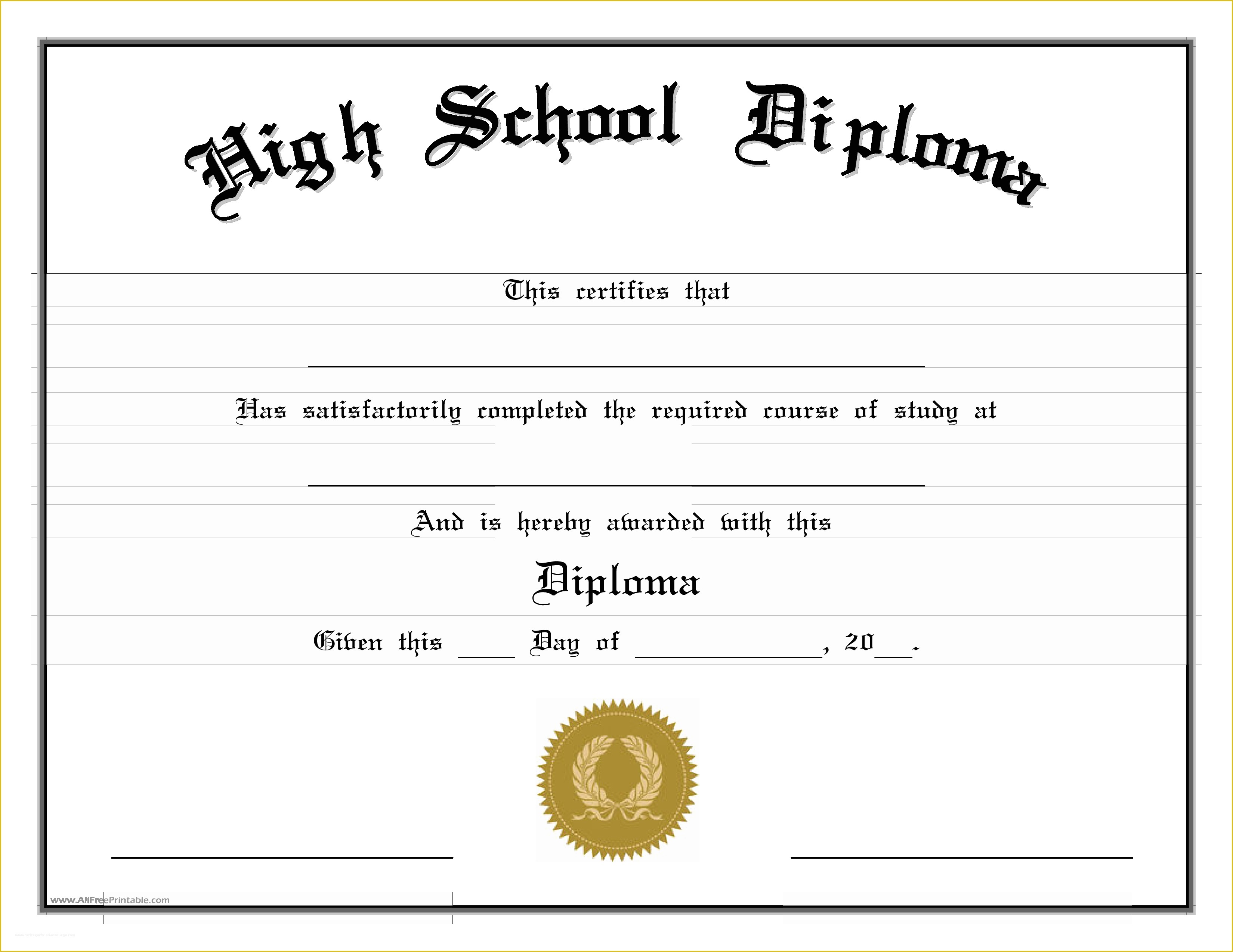 Free Printable High School Diploma Templates Of High School Diploma Edit Cert Highs 2 Pdf Easy to