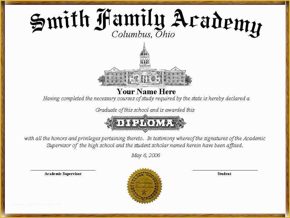 Free Printable High School Diploma Templates Of Home School Diplomas