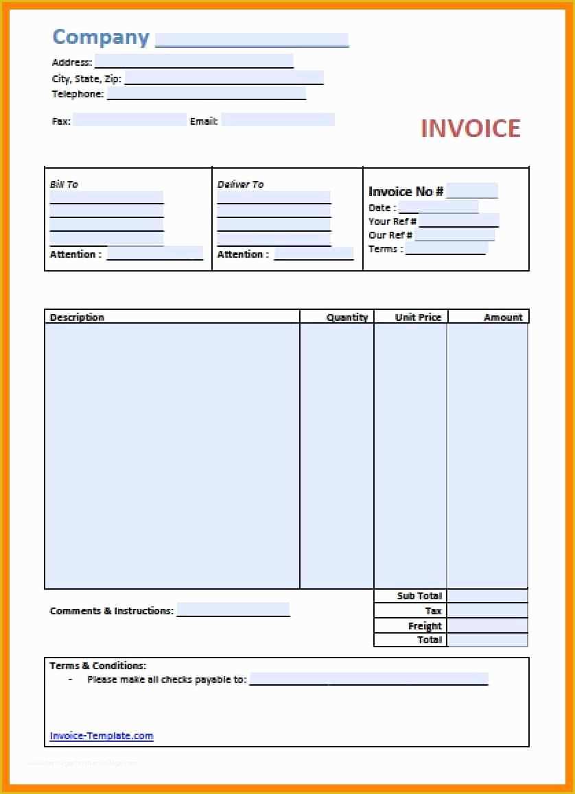 Free Printable Invoice Templates Excel Of 8 Free Printable Invoice Template Microsoft Word