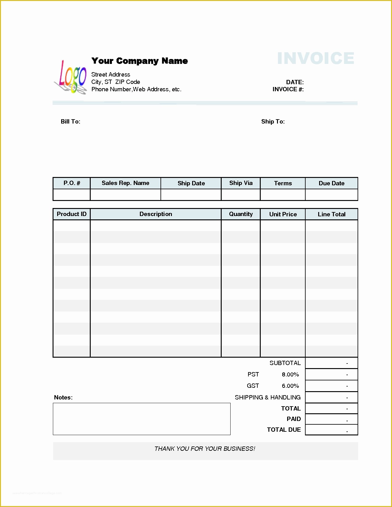 Free Printable Invoice Templates Excel Of Business Invoice Template