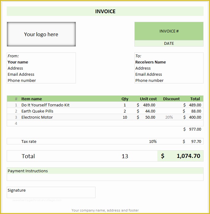 Free Printable Invoice Templates Excel Of Free Invoice Template Using Excel Download today
