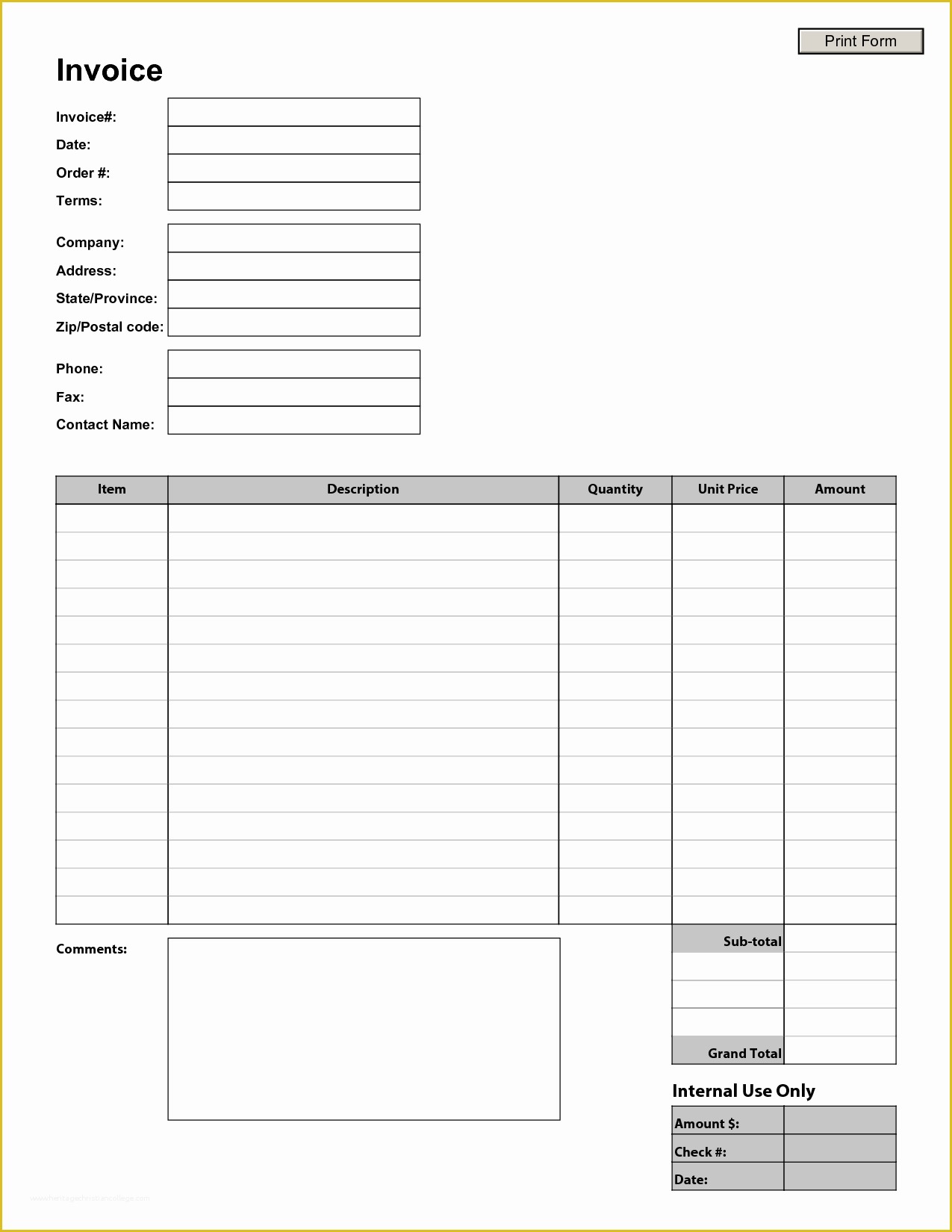 Free Printable Invoice Templates Excel Of Free Printable Invoice Template Uk