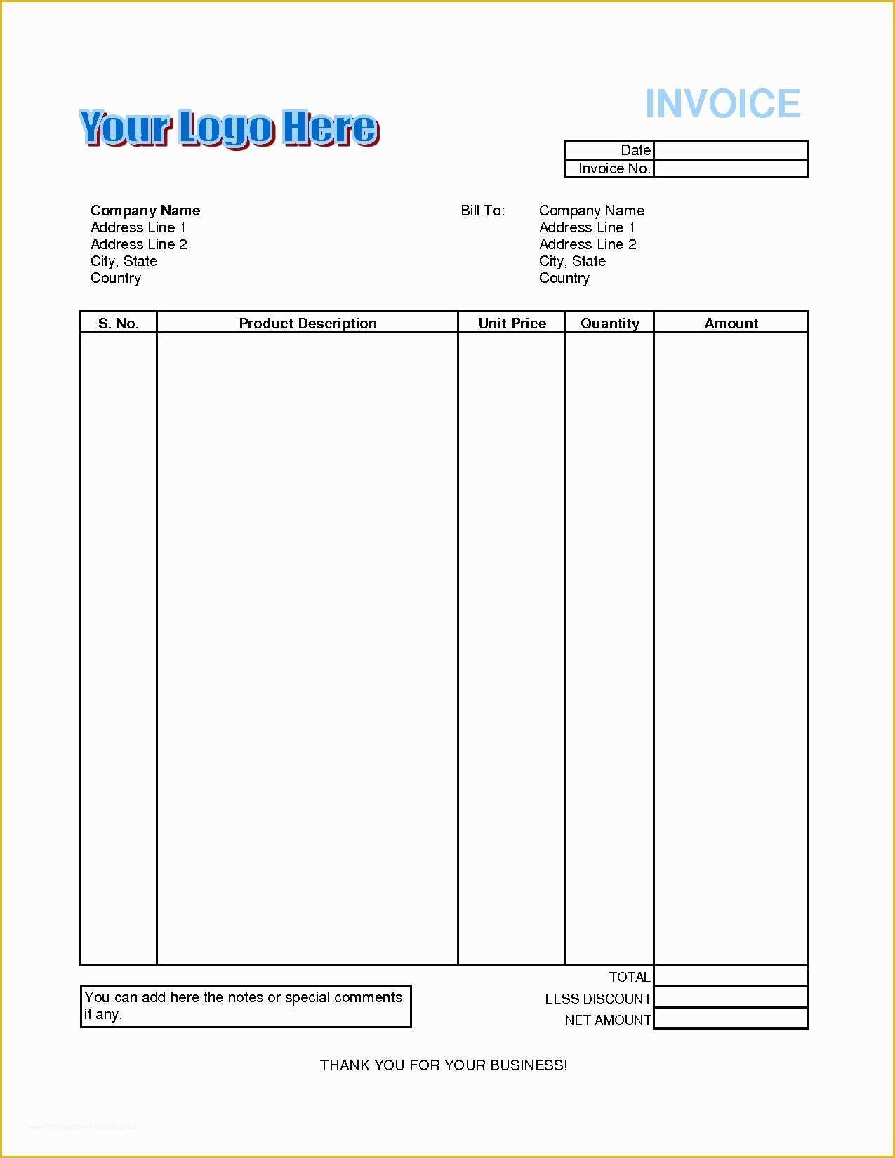 Free Printable Invoice Templates Excel Of Invoice format In Excel Sheet Free Download