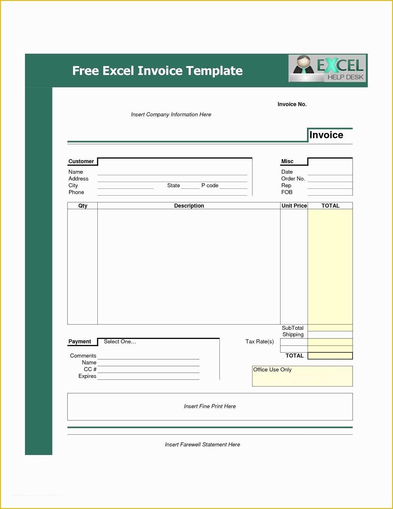 Free Printable Invoice Templates Excel Of Invoice Template Free Download Excel Invoice Template Ideas