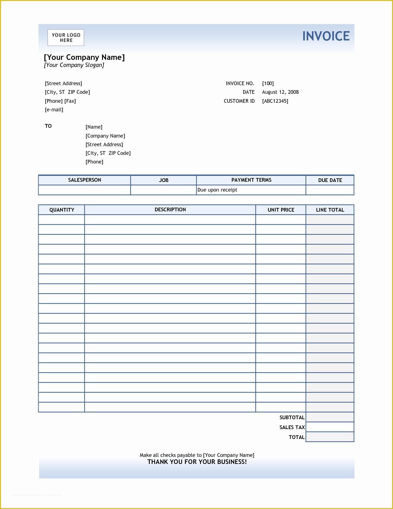 Free Printable Invoice Templates Excel Of Service Invoice Template Excel