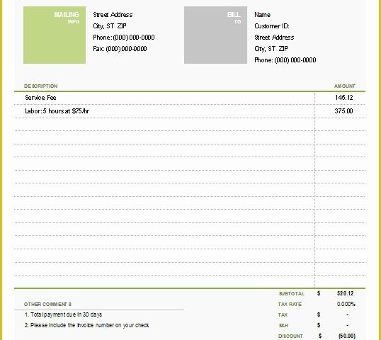Free Printable Invoice Templates Excel Of Simple Invoice Template for Excel Free