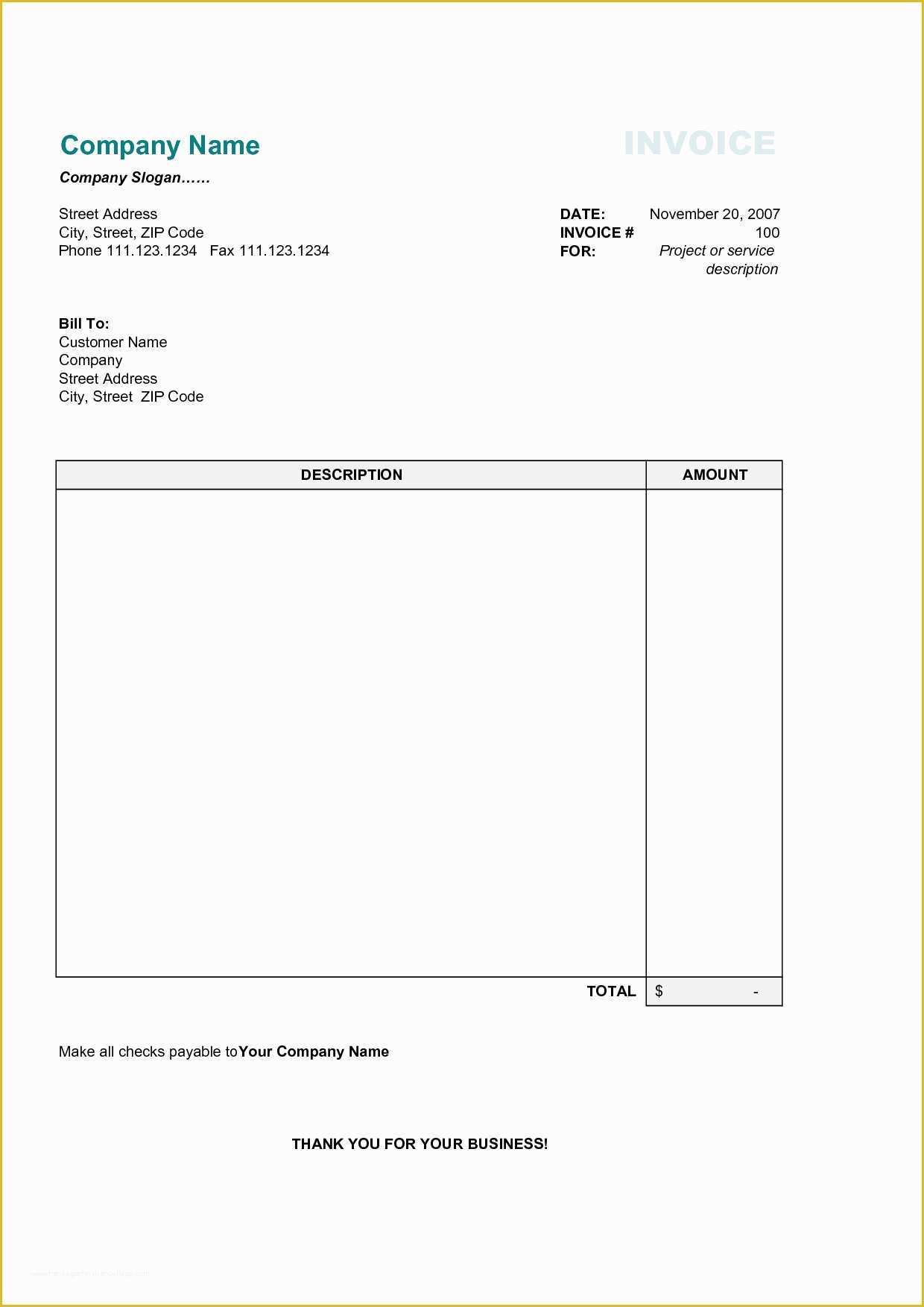 Free Printable Invoice Templates Excel Of Simple Invoice Template