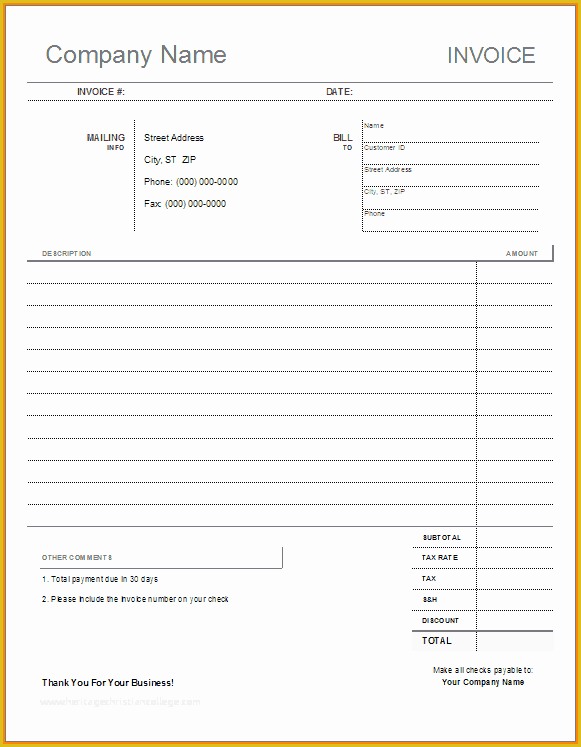 Free Printable Billing Invoice Forms Printable Forms Free Online