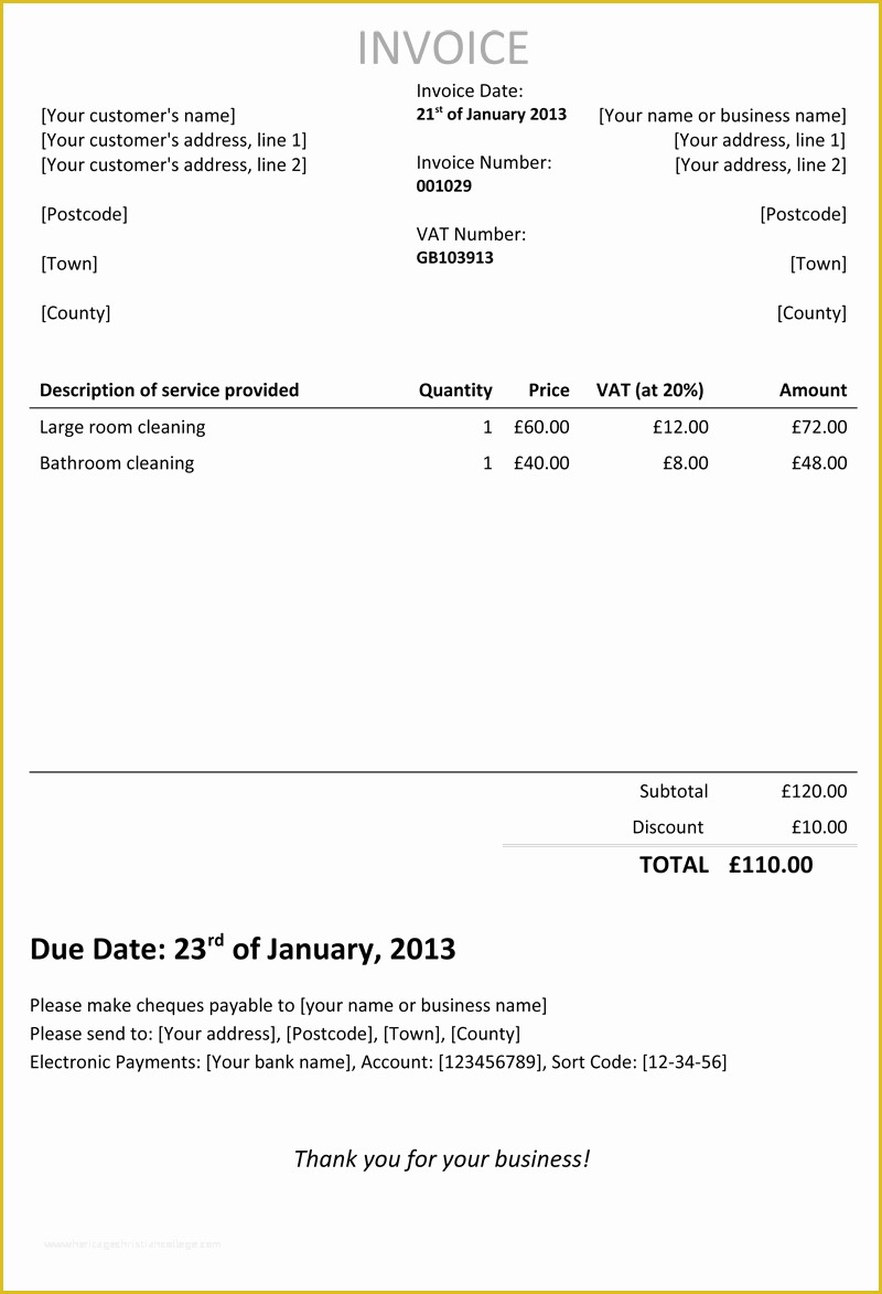 Free Printable Invoice Templates Of Contractor Invoice Template Uk 