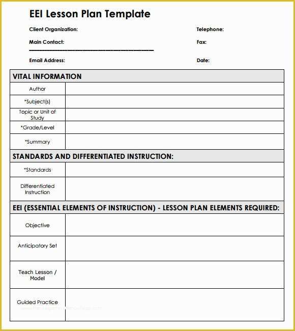 Free Printable Lesson Plan Template Blank Of 11 Sample Blank Lesson Plans